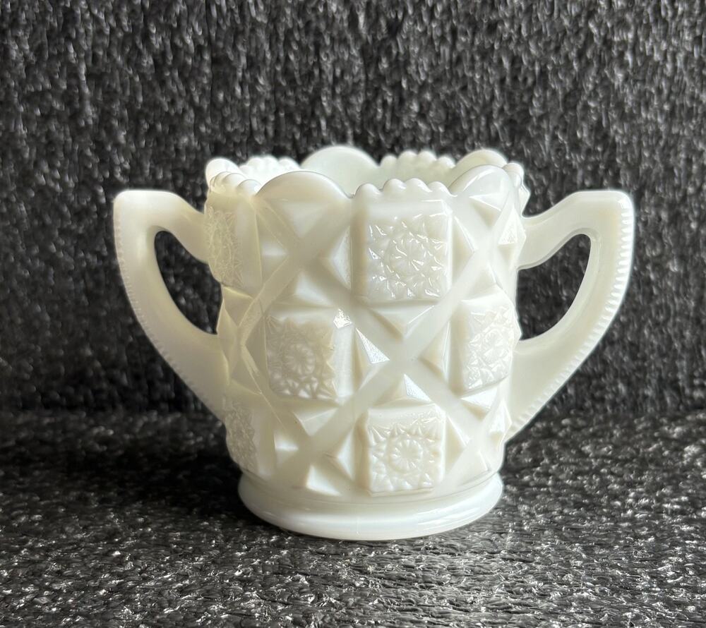 Westmorland Milk Glass Old Quilt Sugar Bowl, Great for Sugar Packets WM3